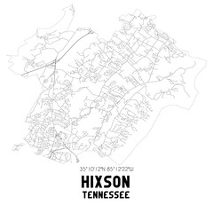 Hixson Tennessee. US street map with black and white lines.