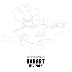 Hobart New York. US street map with black and white lines.