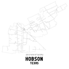 Hobson Texas. US street map with black and white lines.