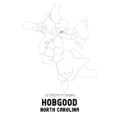 Hobgood North Carolina. US street map with black and white lines.