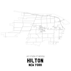 Hilton New York. US street map with black and white lines.
