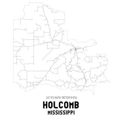Fototapeta premium Holcomb Mississippi. US street map with black and white lines.
