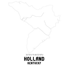 Holland Kentucky. US street map with black and white lines.