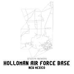 Holloman Air Force Base New Mexico. US street map with black and white lines.