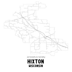 Hixton Wisconsin. US street map with black and white lines.