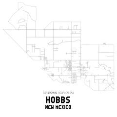 Hobbs New Mexico. US street map with black and white lines.
