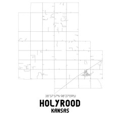 Holyrood Kansas. US street map with black and white lines.