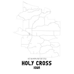 Fototapeta premium Holy Cross Iowa. US street map with black and white lines.