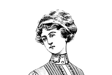 Portrait of a woman - Vintage Illustration in engraving style