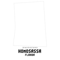 Homosassa Florida. US street map with black and white lines.