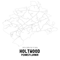 Holtwood Pennsylvania. US street map with black and white lines.