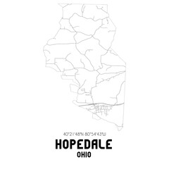 Hopedale Ohio. US street map with black and white lines.