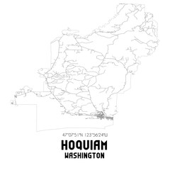 Hoquiam Washington. US street map with black and white lines.