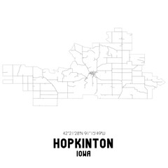 Hopkinton Iowa. US street map with black and white lines.