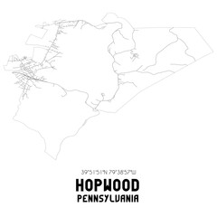 Hopwood Pennsylvania. US street map with black and white lines.