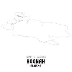 Hoonah Alaska. US street map with black and white lines.