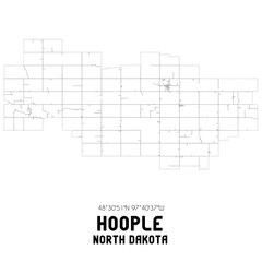 Hoople North Dakota. US street map with black and white lines.