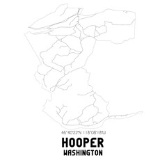 Hooper Washington. US street map with black and white lines.