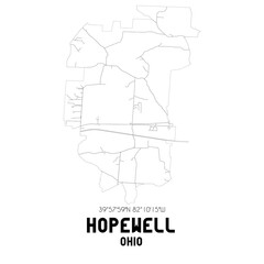 Hopewell Ohio. US street map with black and white lines.
