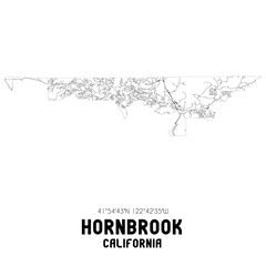 Hornbrook California. US street map with black and white lines.