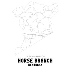 Horse Branch Kentucky. US street map with black and white lines.