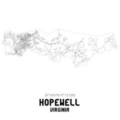Hopewell Virginia. US street map with black and white lines.