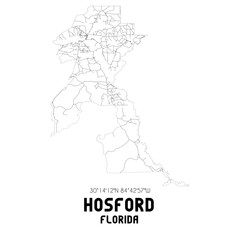 Hosford Florida. US street map with black and white lines.