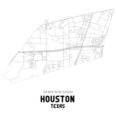 Houston Texas. US street map with black and white lines.