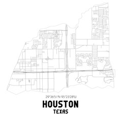 Houston Texas. US street map with black and white lines.