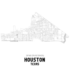 Houston Texas. US street map with black and white lines.