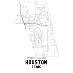 Houston Texas. US street map with black and white lines.