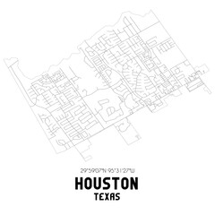 Houston Texas. US street map with black and white lines.