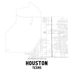 Houston Texas. US street map with black and white lines.