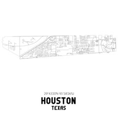 Houston Texas. US street map with black and white lines.