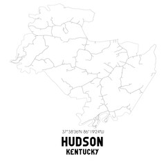 Hudson Kentucky. US street map with black and white lines.