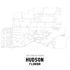 Hudson Florida. US street map with black and white lines. - obrazy, fototapety, plakaty