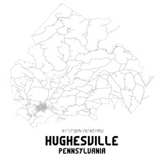 Hughesville Pennsylvania. US street map with black and white lines.