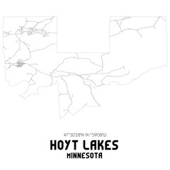 Hoyt Lakes Minnesota. US street map with black and white lines.