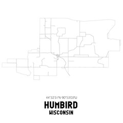 Humbird Wisconsin. US street map with black and white lines.
