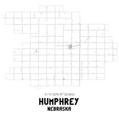 Humphrey Nebraska. US street map with black and white lines.