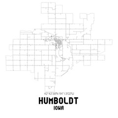 Humboldt Iowa. US street map with black and white lines.