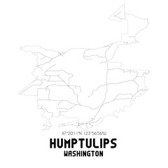 Humptulips Washington. US street map with black and white lines.