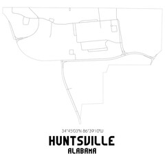 Huntsville Alabama. US street map with black and white lines.