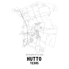 Hutto Texas. US street map with black and white lines.