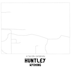 Huntley Wyoming. US street map with black and white lines.