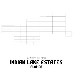 Indian Lake Estates Florida. US street map with black and white lines.