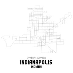 Indianapolis Indiana. US street map with black and white lines.