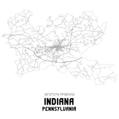 Indiana Pennsylvania. US street map with black and white lines.