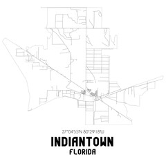 Indiantown Florida. US street map with black and white lines.