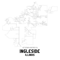 Ingleside Illinois. US street map with black and white lines.